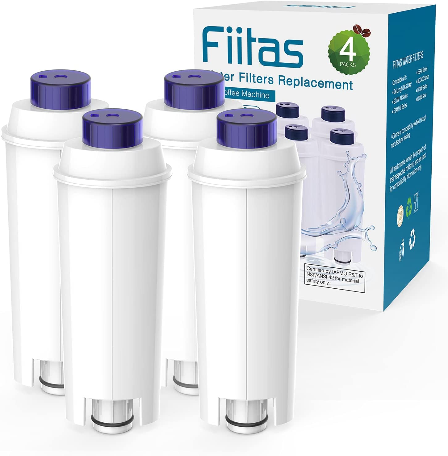 Fiitas Coffee Machine Filter Replacement for Delonghi DLSC002, Delonghi Water Cartridges Activated Carbon Soft, Compatible with de \ 'Longhi ECAM, ESAM, ETAM, BCO, EC
