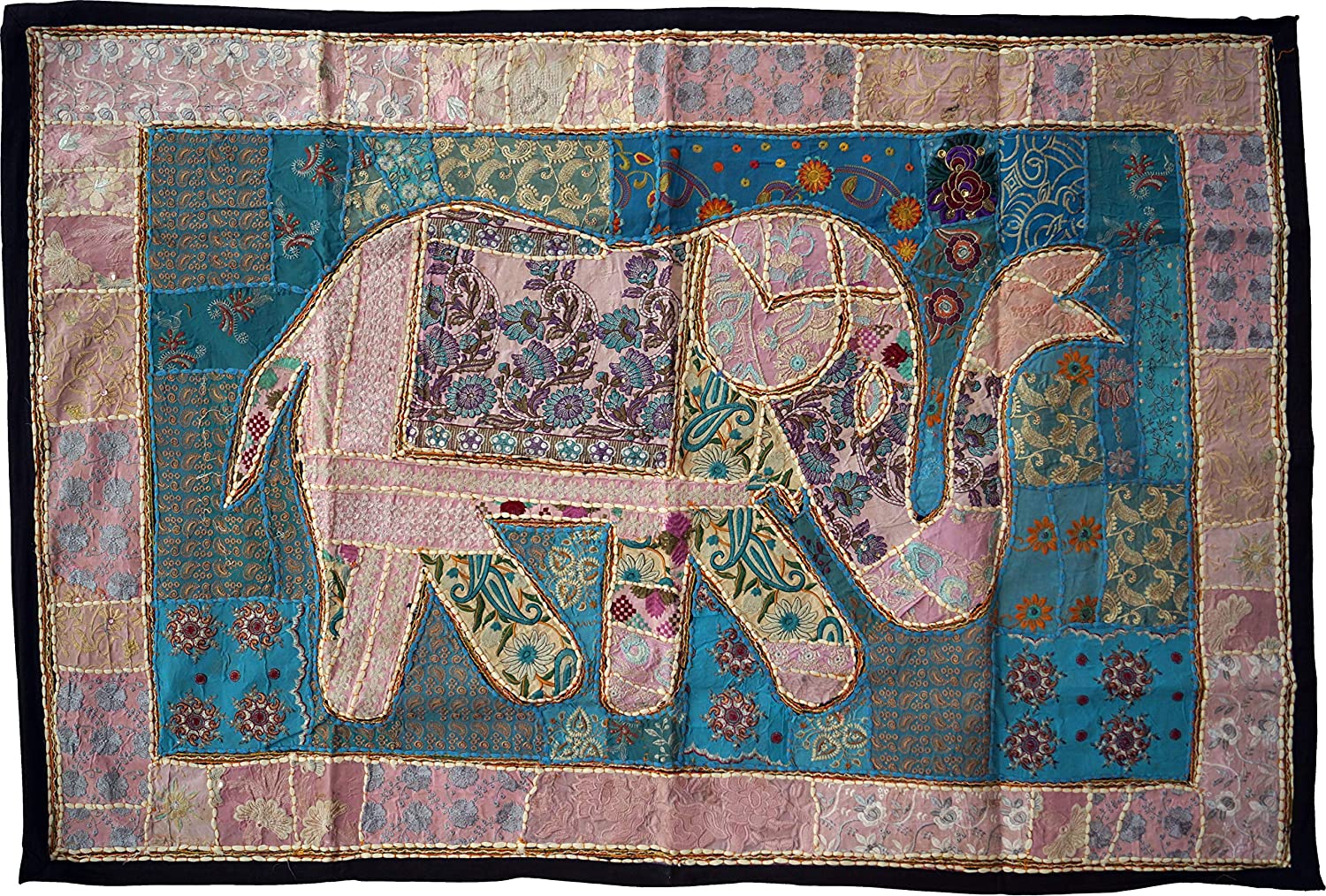 Guru-Shop Indian Tapestry Patchwork Wall Hanging 150 X 100 Cm-Pattern 1, Wa