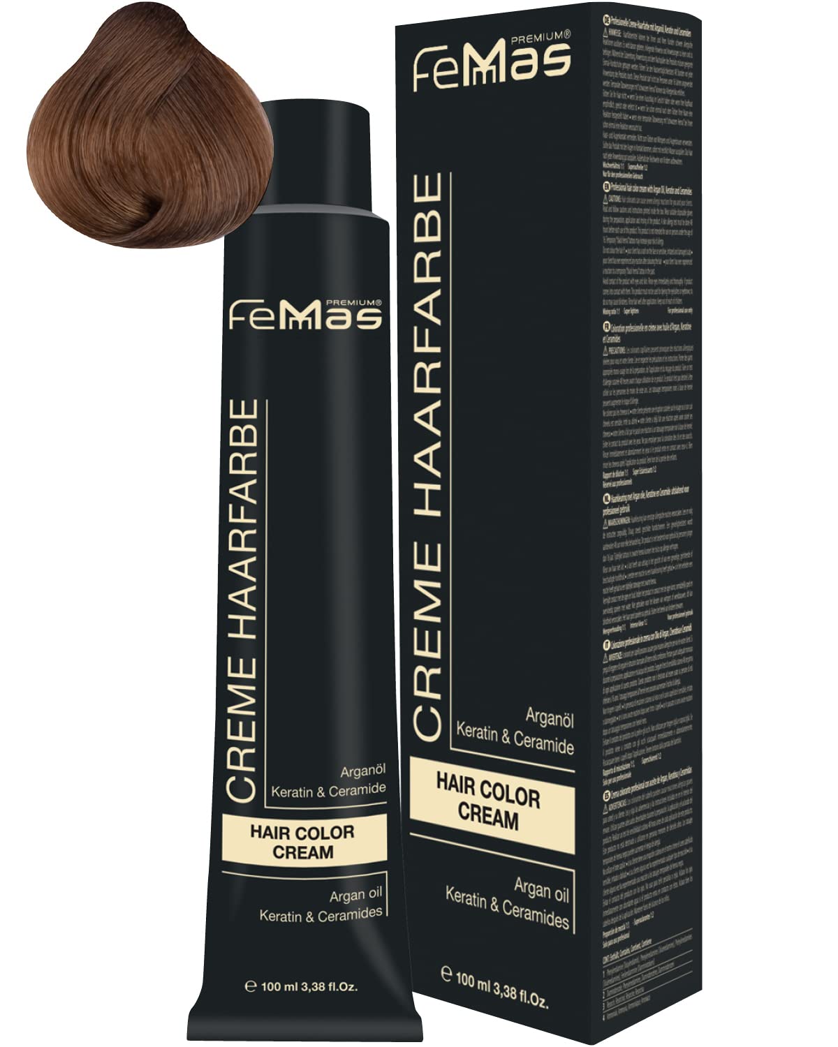 Femmas Hair Colour Cream 100 ml Hair Colour with Argan Oil, Keratin & Ceramide (Medium Blonde Gold Intensive 7.33), ‎medium 7.33