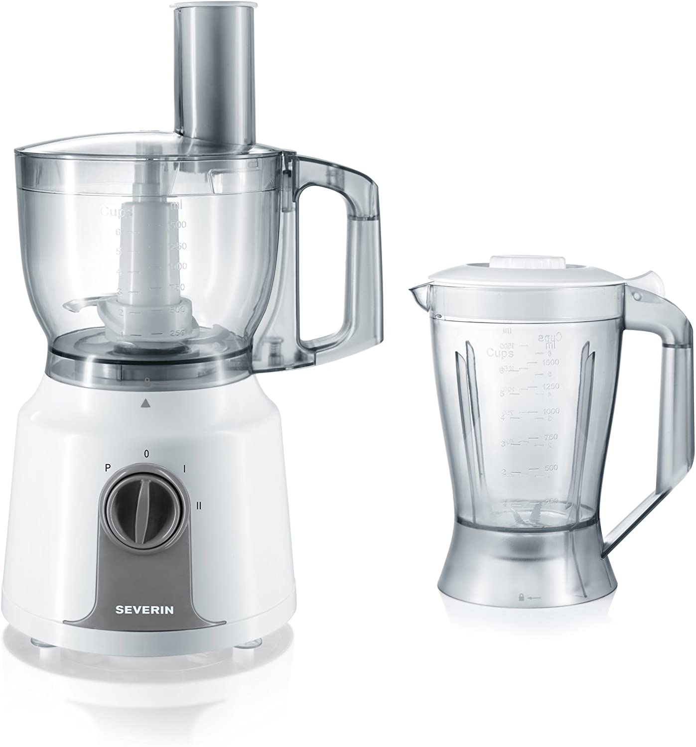 Severin KM 3909 Food Processor with Blender Attachment, White/Grey