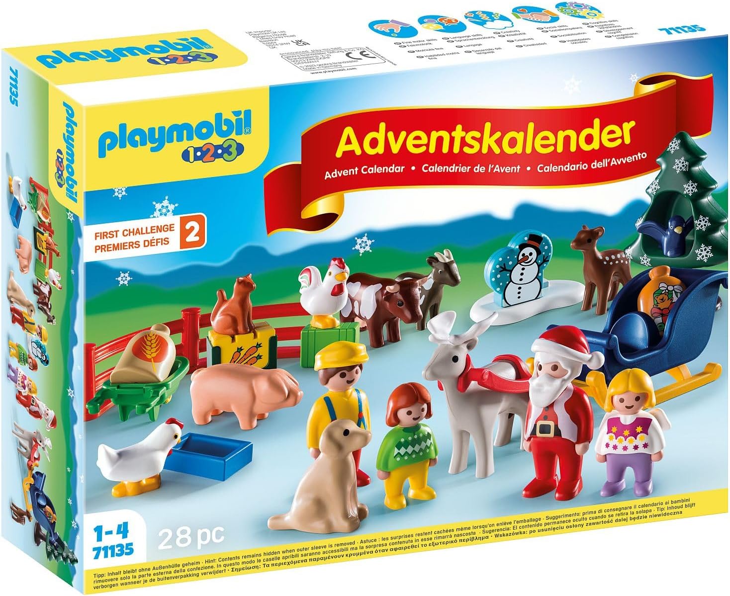 PLAYMOBIL 1.2.3 Advent Calendar 71135 Christmas on the Farm, Advent Season Full of Surprises, Educational Toy for Toddlers, Toy for Children from 12 Months