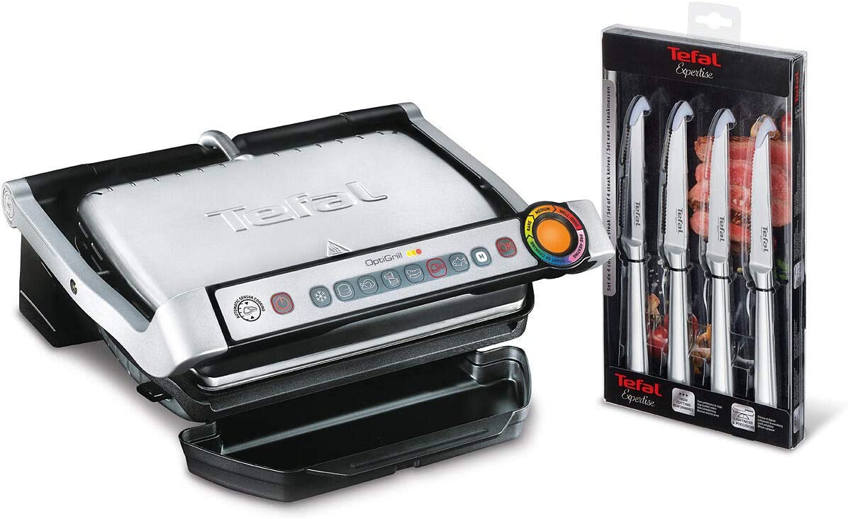 Tefal OptiGrill GC702MS.99 Contact Grill with Tefal Steak Knife Set