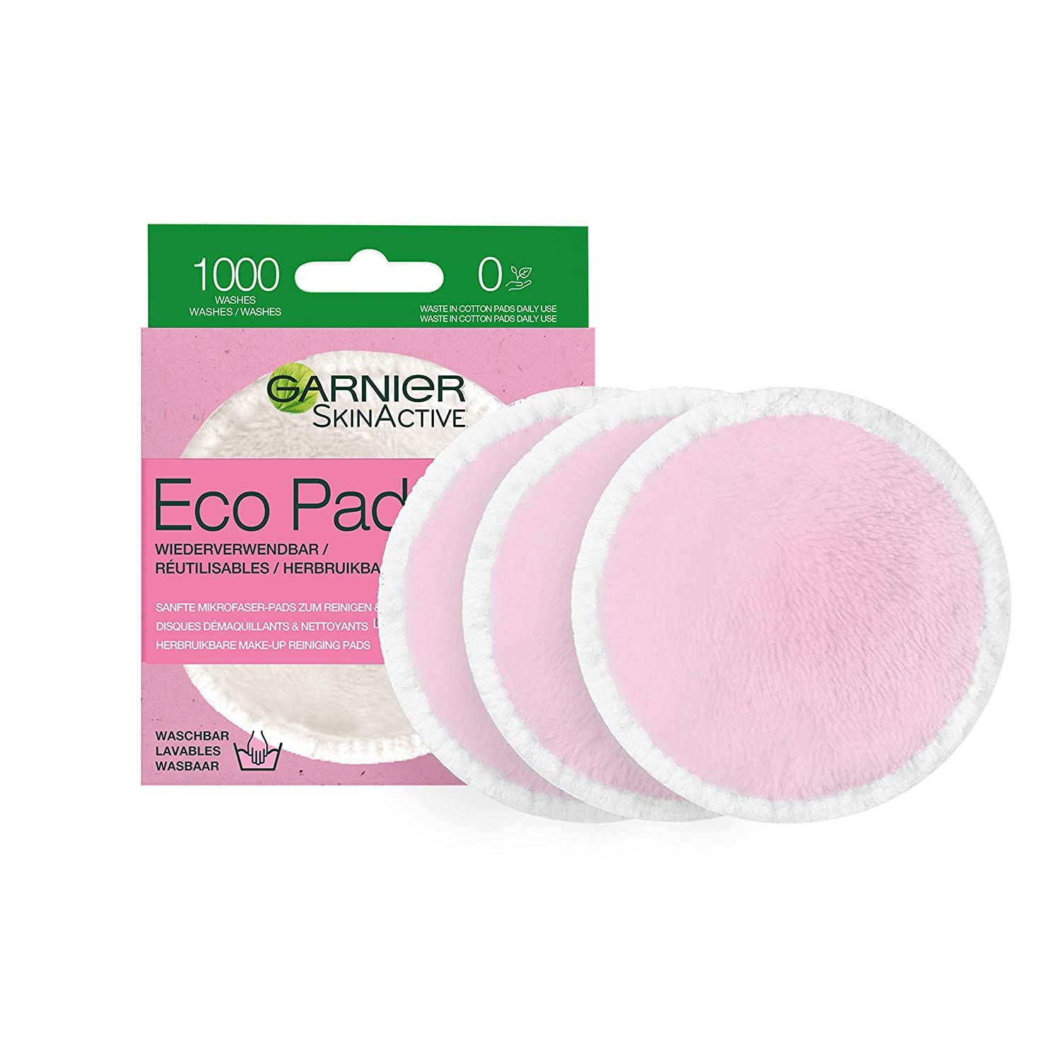 Garnier SkinActive Eco Pads – Mikrofaser-Pads zum Reinigen und Abschminken, wiederverwendbar, waschbar, für 100 % gereinigte und weiche Haut, ‎skinactive