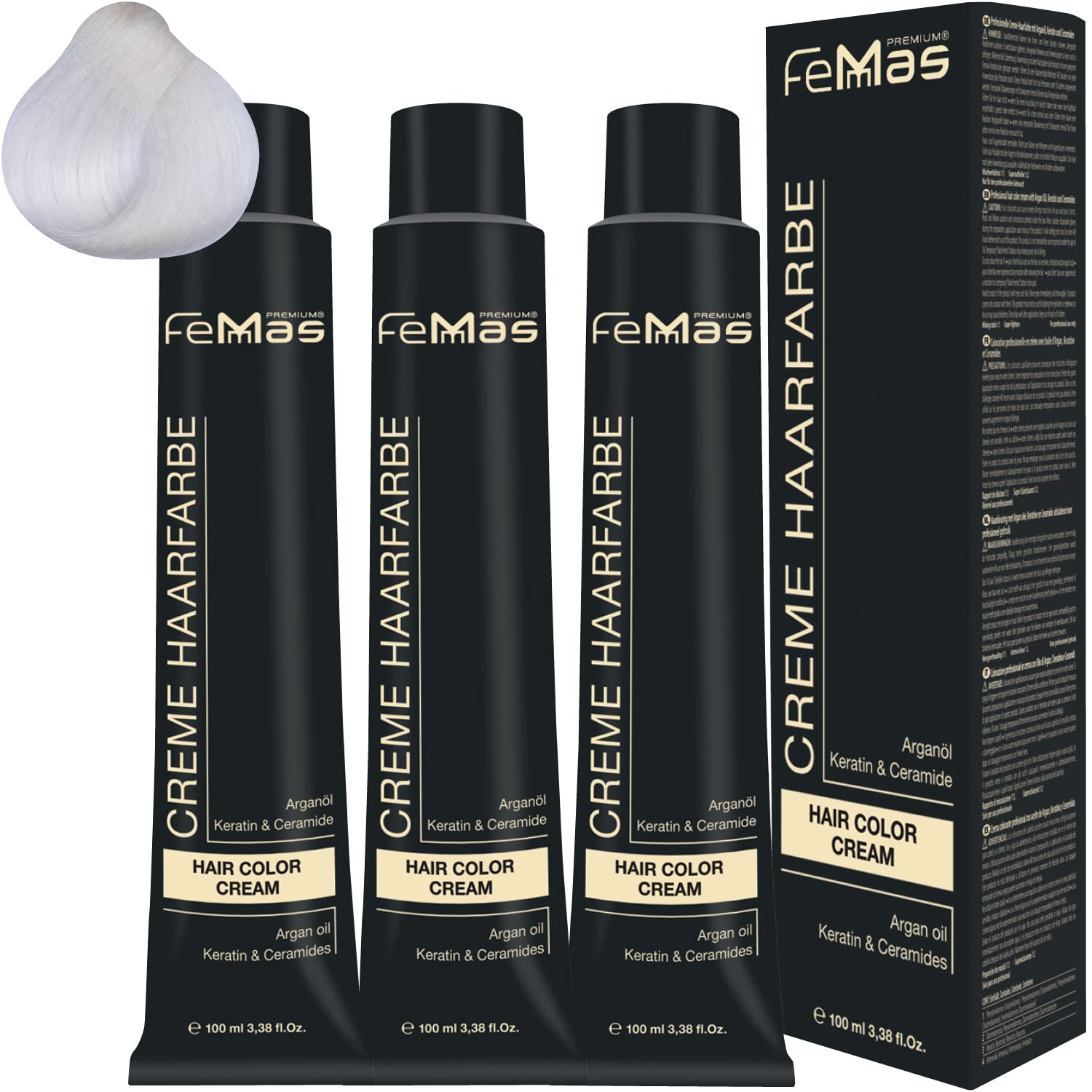 Femmas Hair Colour Cream 100 ml Hair Colour Pack of 3 Bleach Enhancer 1000, amplifier ‎1000