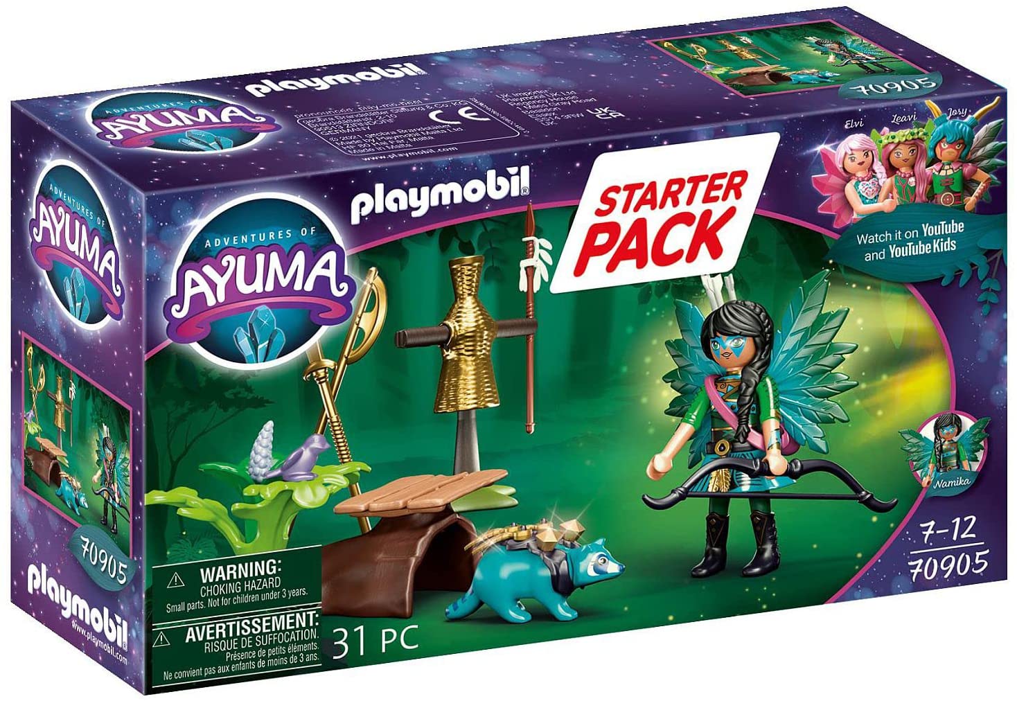 PLAYMOBIL Adventures of Ayuma 70905 Starter Pack Knight Fairy with Raccoon, Toy for Children from 7 Years