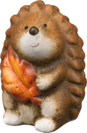 Decorate & Furnish Ceramic hedgehog with leaf, 1 pc