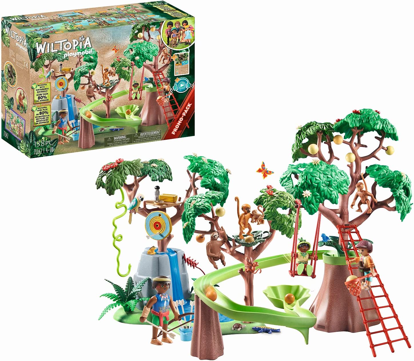 Playmobil Wiltopia 71142 Tropical Jungle Playground, including Waterfall, Marble Run & Swing, for Small and Large Explorers, Sustainable Toy for Children from 4 Years