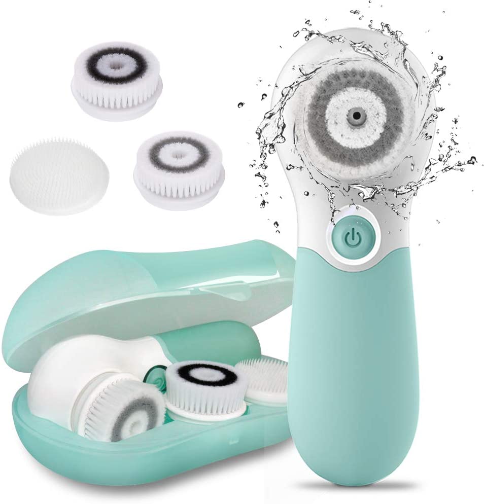 TOUCHBeauty 3 in 1 Elektrische Gesichtsreinigungsbürste, Wasserdichte Gesichtsbürste Gesichtsreiniger 360 ° Drehbar Gesichtsreiniger mit 3 Bürstenköpfen & Aufbewahrungsbox für alle Hauttypen, ‎hellgrün