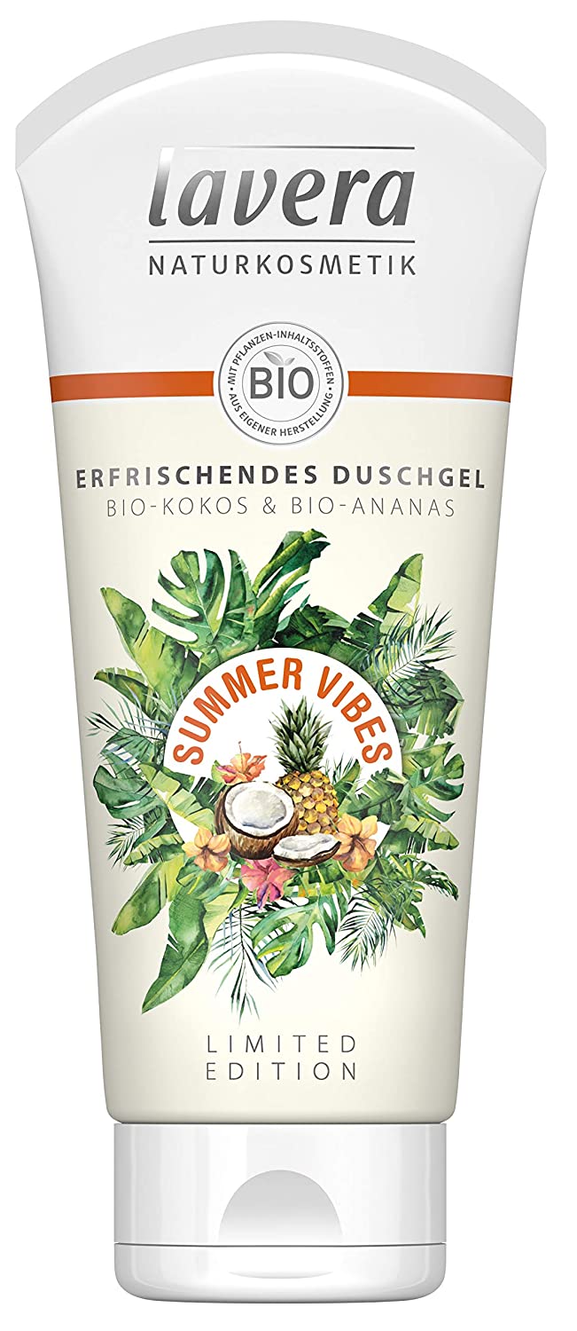 Lavera Summer Vibes Refreshing Shower Gel Organic Coconut & Organic Pineapple, Vegan Organic Plant Ingredients, Natural Cosmetics, Pack of 2 (2 x 200 ml)