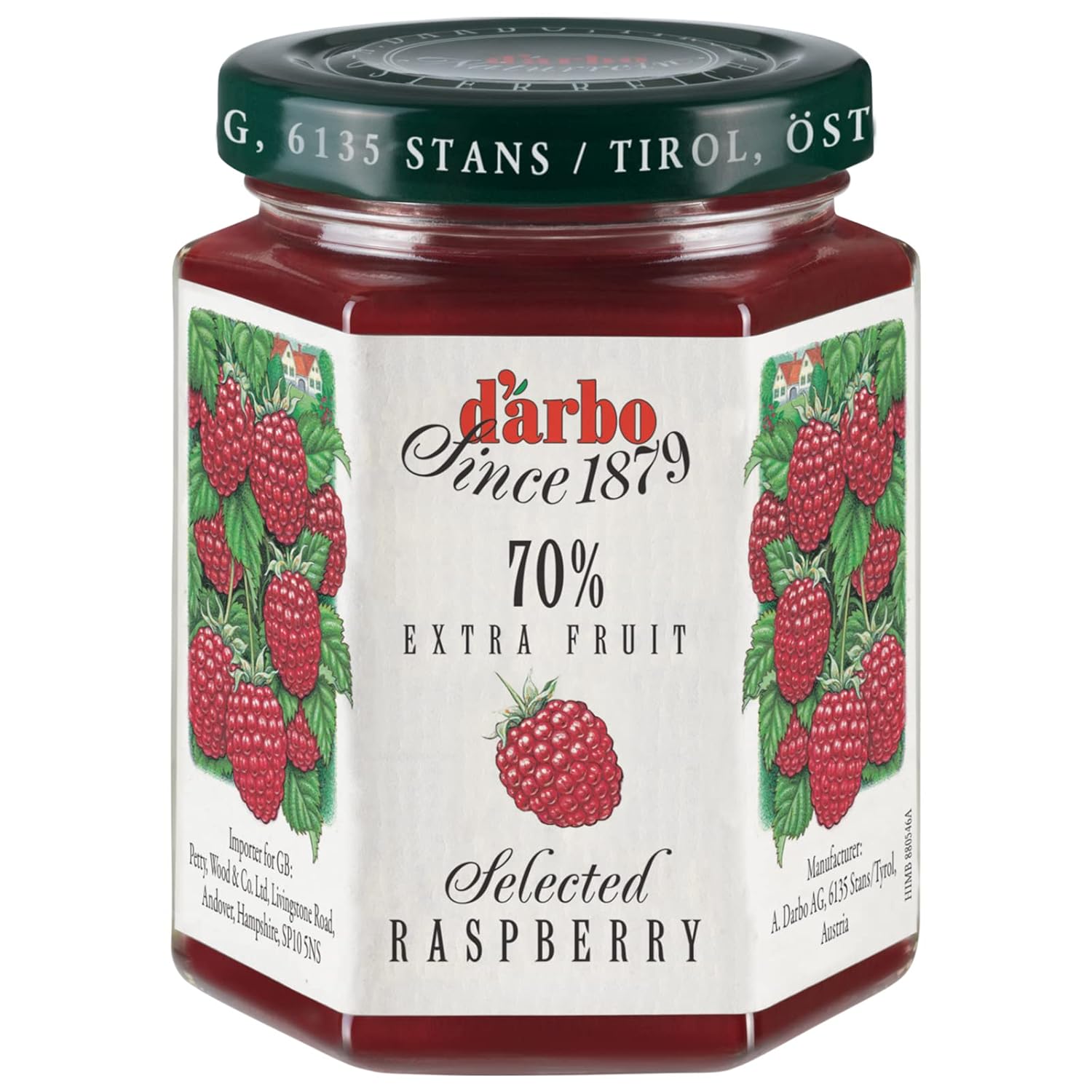 D\'Arbo Raspberry Extra fruit preserves, 200 g jar