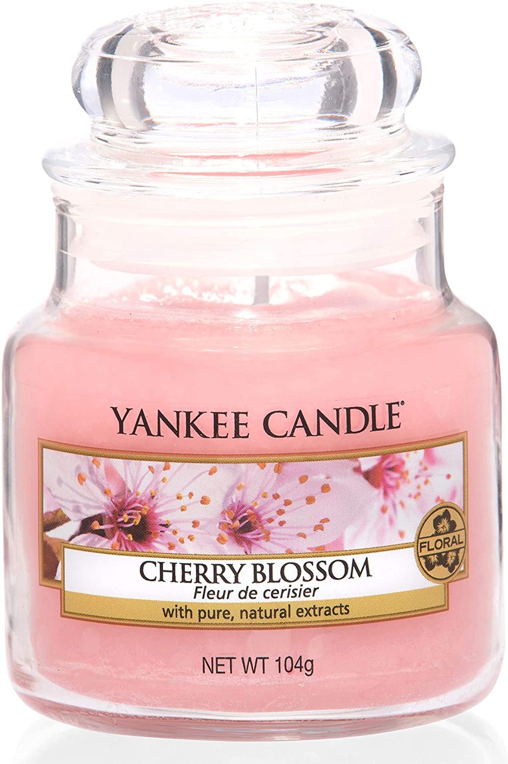 Yankee Candle Cherry Blossom Glass Candle, Pink, Small