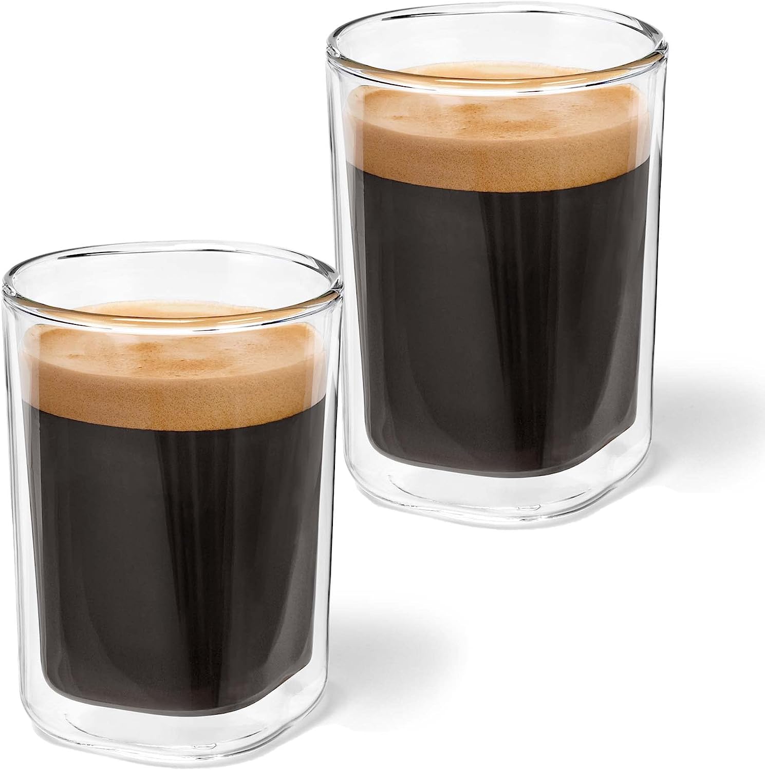 Tchibo QBO 2-Piece Coffee Glasses, High-Quality Glass, Mouth-Blown, Lasered QBO Logo, Enjoy Hot and Cold