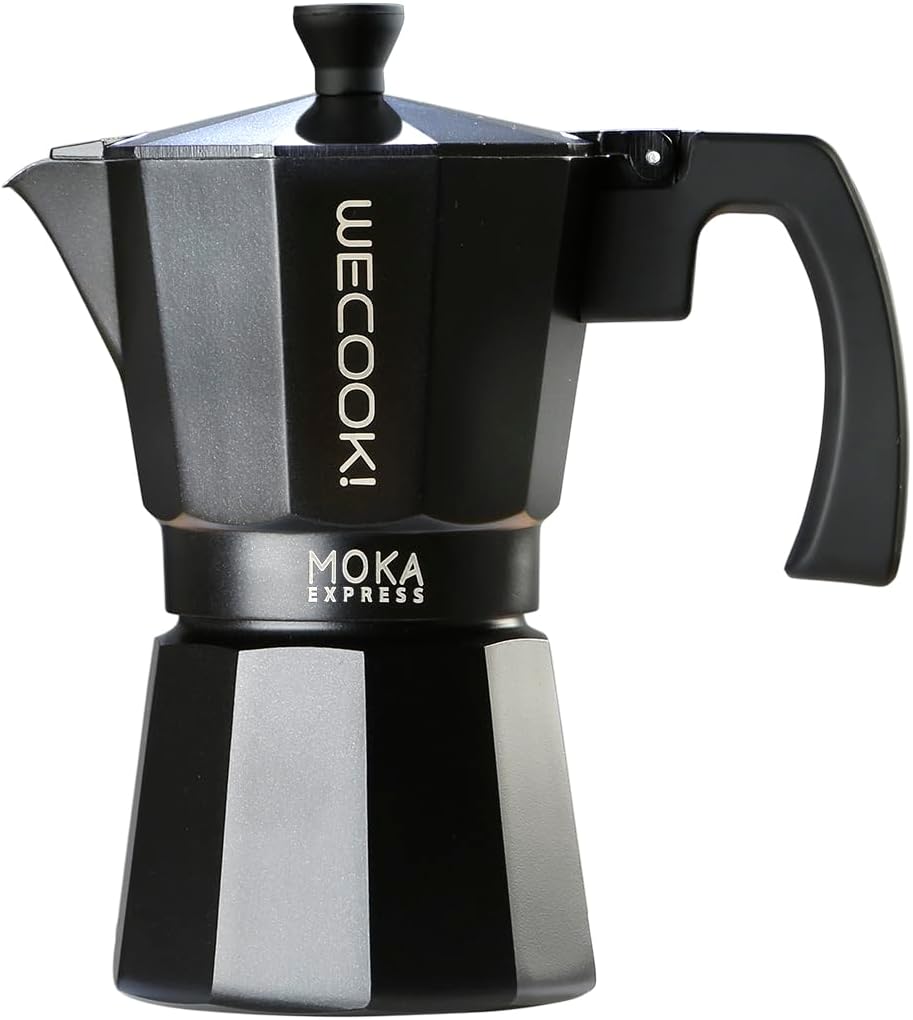 Wecook! Bella Italian Espresso Machine, Aluminum, Express, 1 Coffee Mug, Silicone Seal, Safety Valve, Ceramic Hob, Gas, Electric