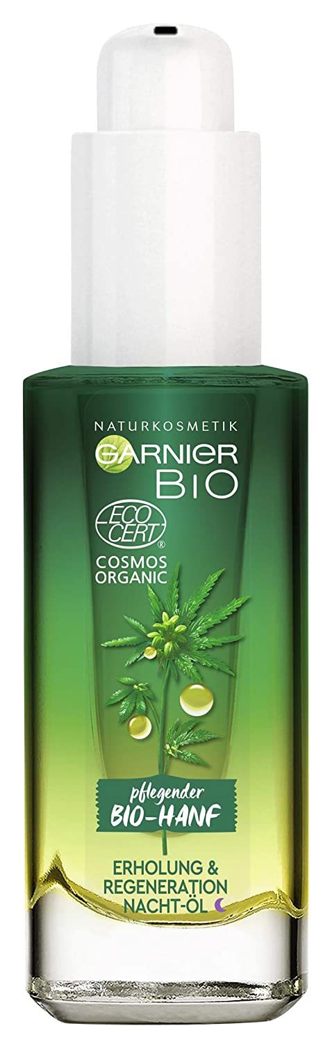 Garnier Organic Hemp Nourishing Facial Oil, Natural Cosmetics, Regeneration Serum for Everyday Stress with Hemp Seed Oil, 30 ml, ‎transparent