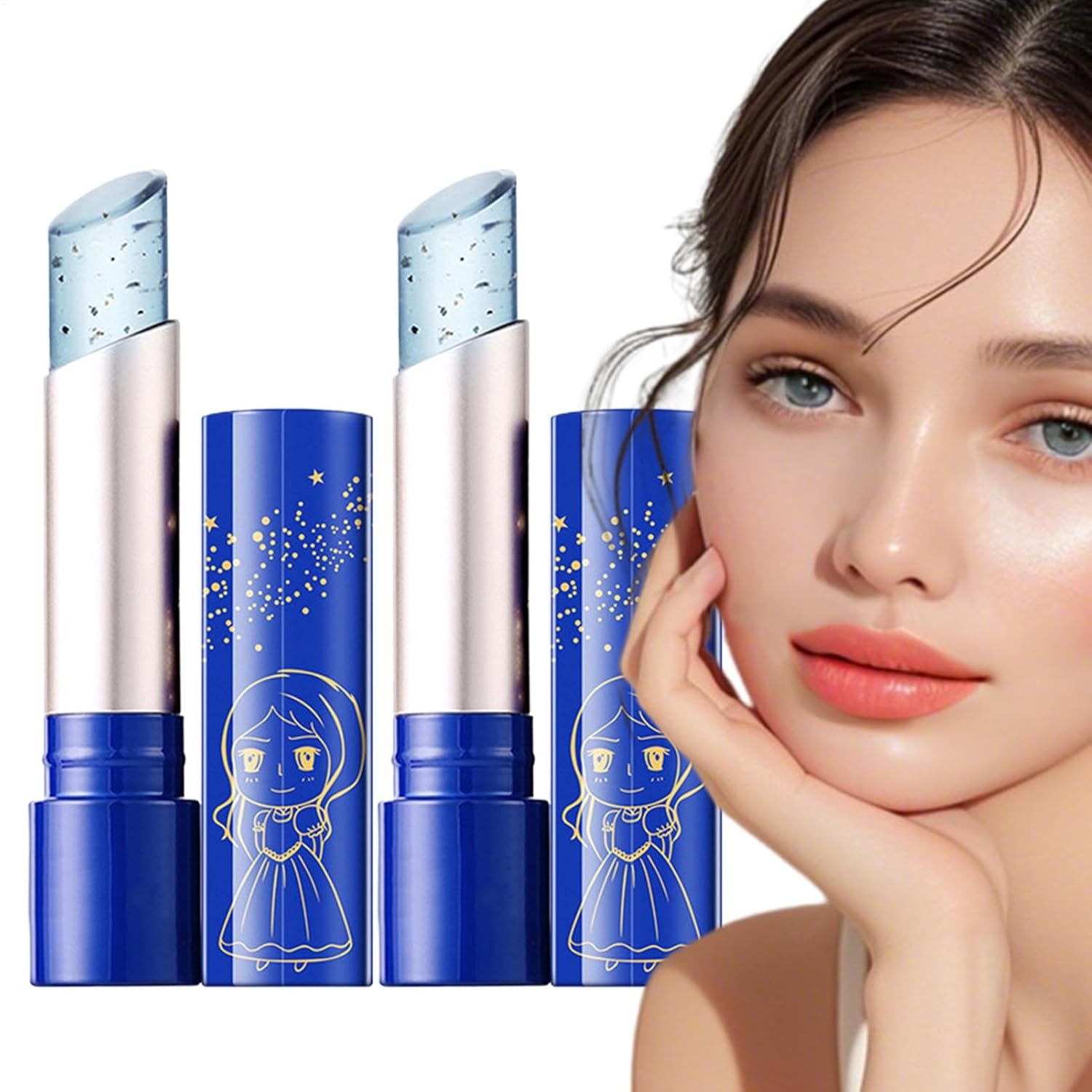 Blue Jelly Lip Balm - Color-Changing Lipstick, Moisturizing Cream Lipstick, Moisturizing Lip Care, Natural Moisturizing - Chapstic, Tinted Lip Gloss, Organic and Smooth