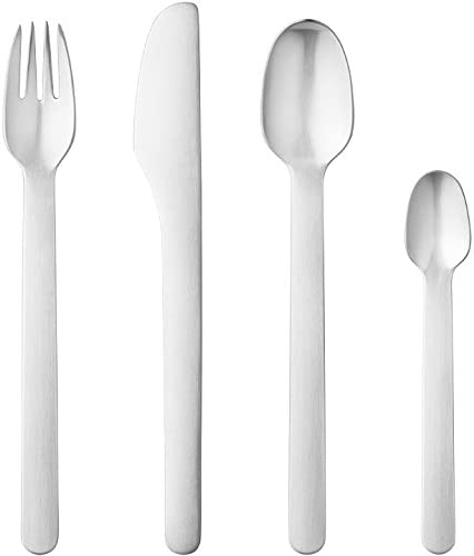 GEORGE Jensen GJ 150690 Cutlery Set 4 Pieces, Matt Stainless Steel/Stainless Steel 19 x 26.3 x 4 cm