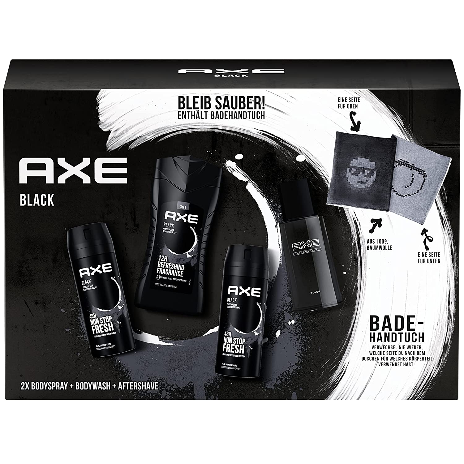 Axe Black gift set with emoji bath towel, ‎schwarz