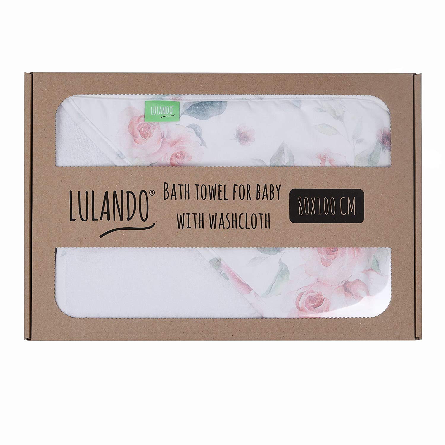 LULANDO Hooded bath / baby towel with hood, for children from the Art Collection series, 80 cm x 100 cm, the set includes a wash mitt and a bath towel with hood (tarpaulin)