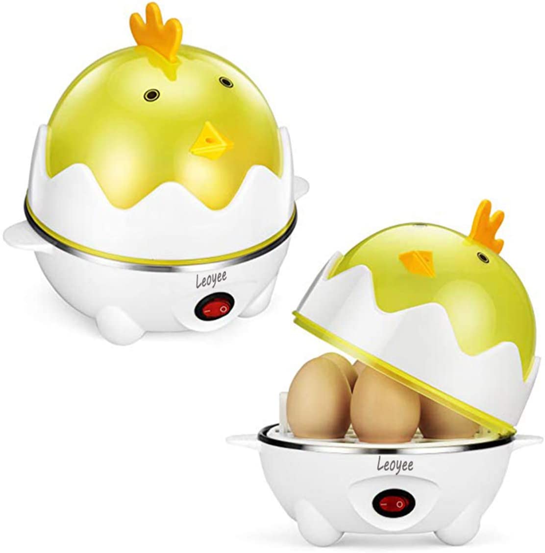 Leoyee Egg Cooker for 1-7 Eggs with Indicator Light Automatic Shut-Off (Yellow)