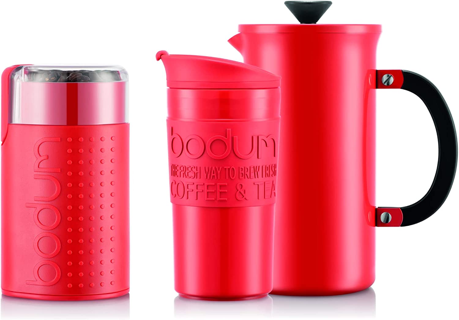 Bodum TRIBUTE SET K11352-04EURO Cafetiere Coffee Maker 8 Cups / 1.0 Litres Travel Mug and Coffee Grinder