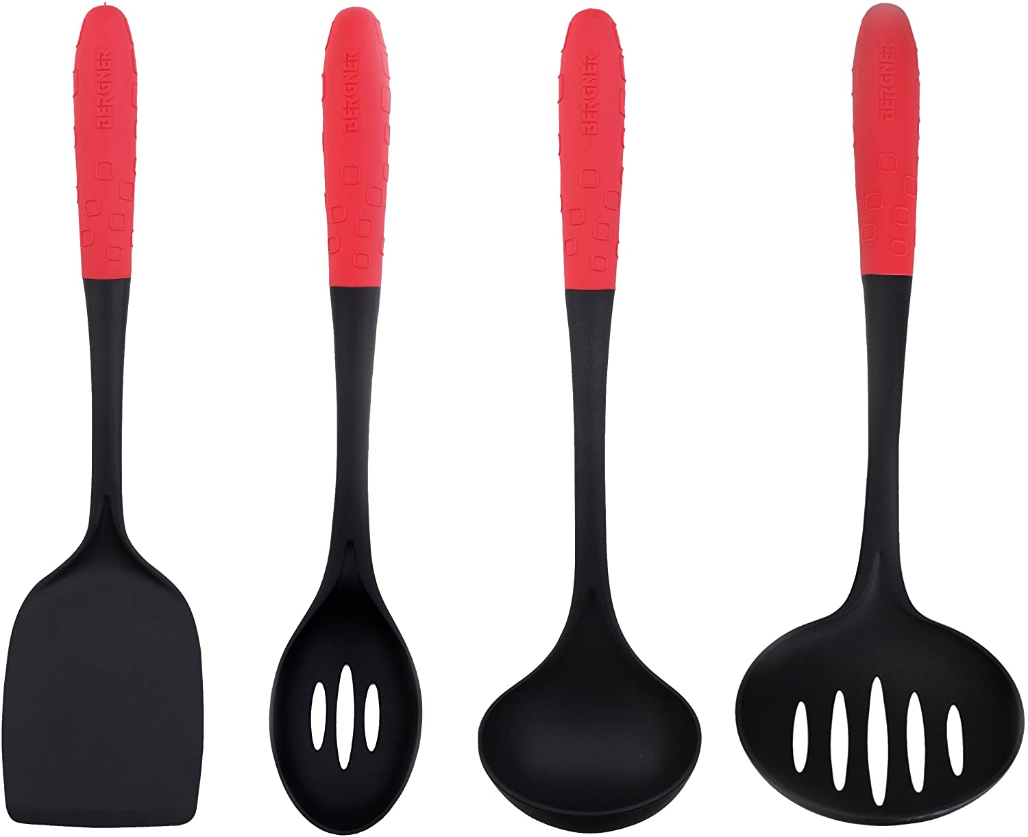 Bergner Piece Nylon Kitchen Utensil Set, Black, 35 x 12 x 12 cm Pack of 4
