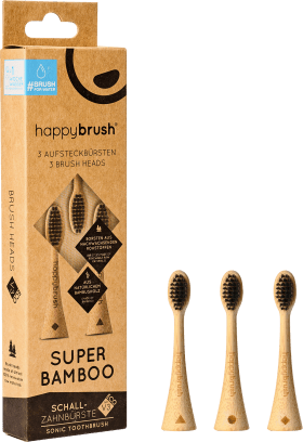 happybrush Aufsteckbürsten Bambus weich, 3 St