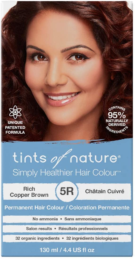 Tints of Nature 5R Rich Copper Brown Permanent Hair Dye, Nourishes Hair & Covers Greys, Ammonia-Free, Single