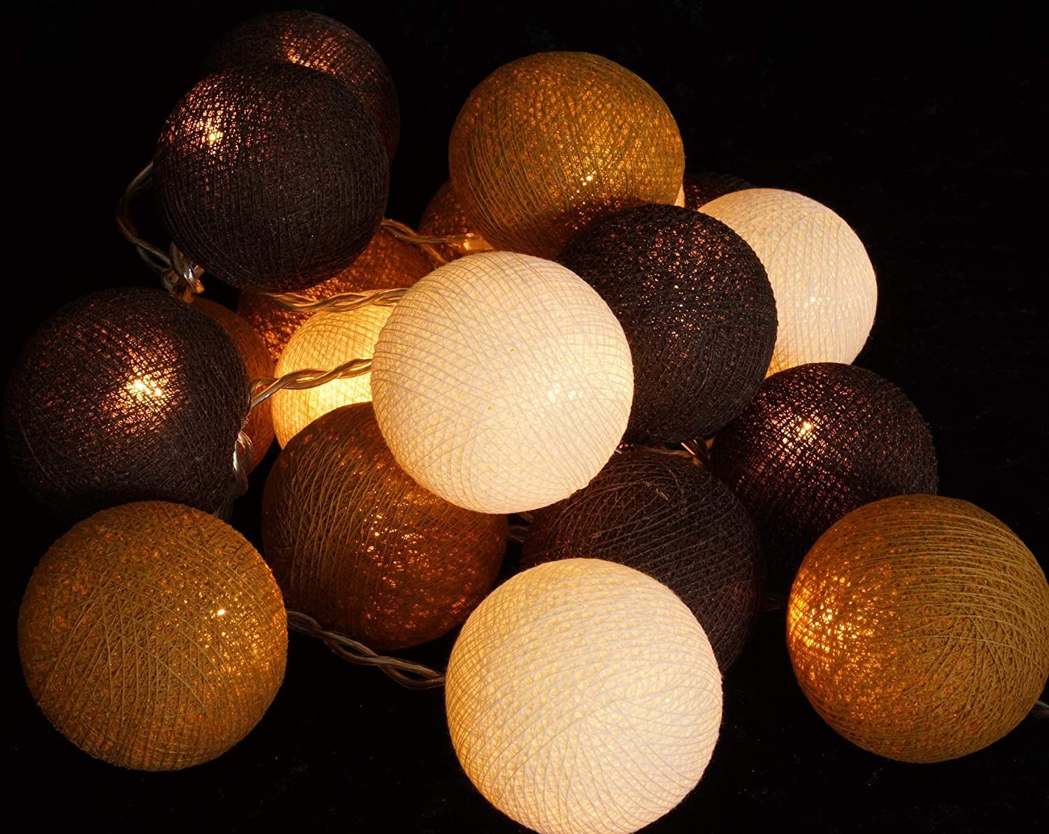 Guru-Shop Fabric Ball Battery String 3 X Aa Led Ball Fairy Lights, Turquois