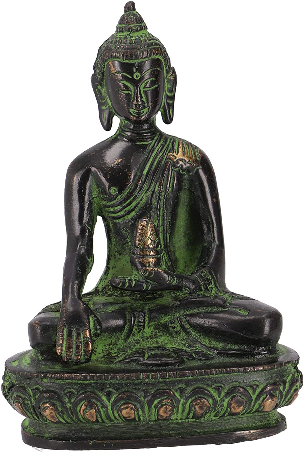 GURU SHOP Buddha Statue Brass Akshobaya Buddha 10 cm Model 6 Brown Buddha