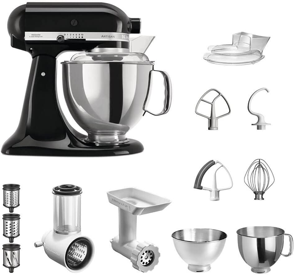KitchenAid Artisan food processor onyx black in starter set incl. 5KSM175PSEOB vegetable cutter, mincer and many accessories