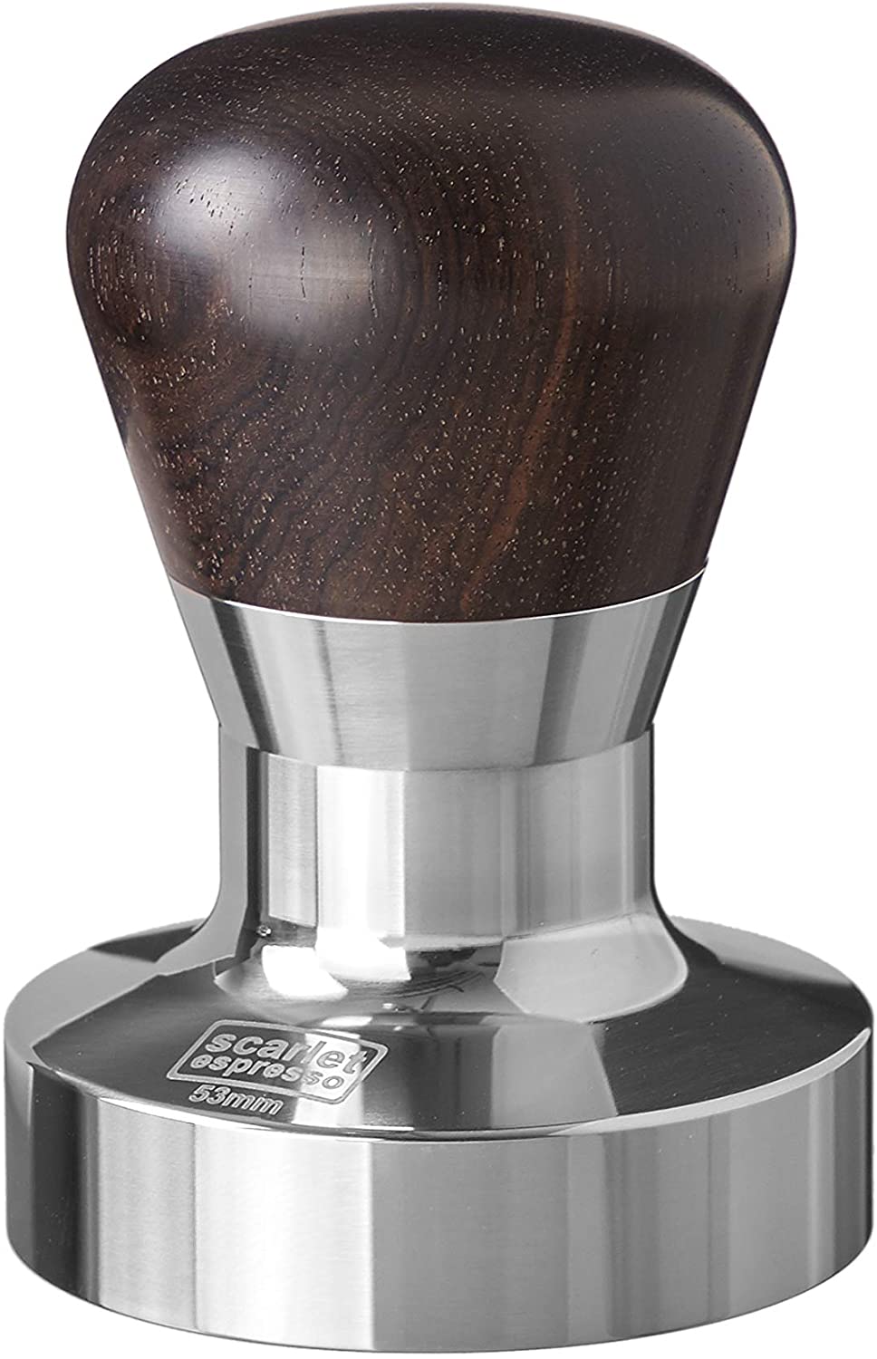 scarlet bijoux Scarlet Espresso Passion Tamper for Barista; with Ergonomic PVC or Precious Wood Handle of Choice and Precision Stainless Steel Base (53 mm)