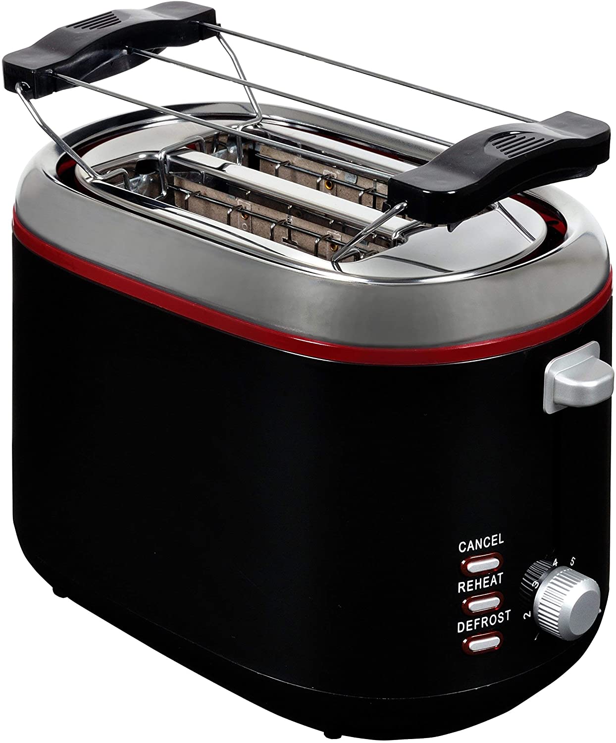 Team Kalorik TKG TO 1020 BR 2 Slice Toaster with Defrosting and Warming Function, Bun Attachment and Crumb Tray, 850 W, Metal, Plastic, Black