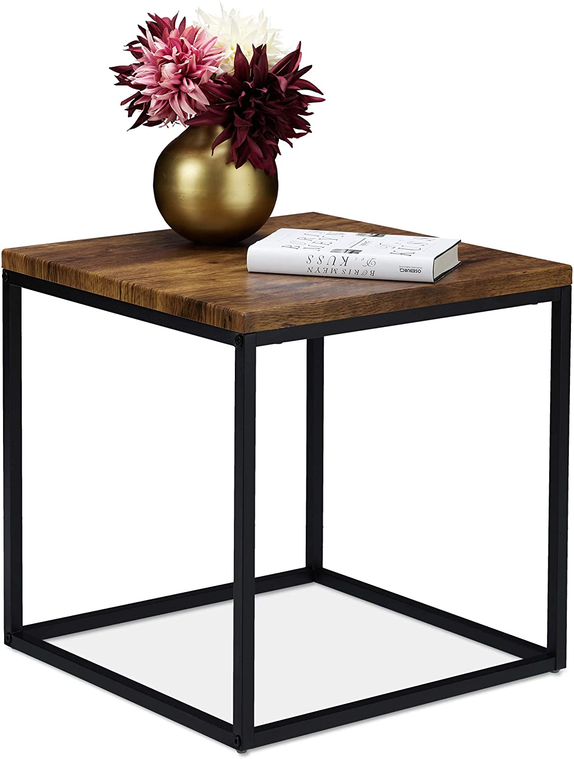 Relaxdays Square Side Table 45 Cm Industrial Coffee Table Living & Bedroom 