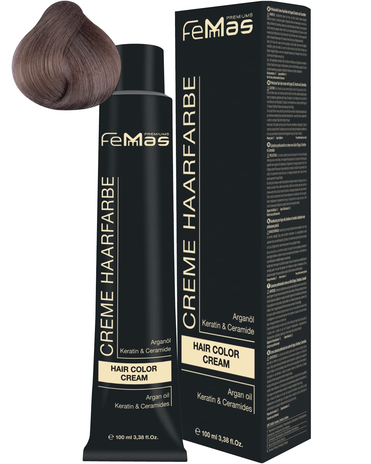 Femmas Hair Colour Cream 100 ml Hair Colour with Argan Oil, Keratin & Ceramide (Light Blonde Cool Chestnut 8.91), 8.91 ‎light