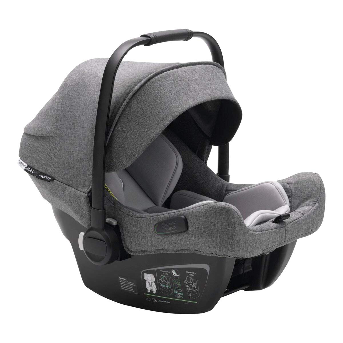 Bugaboo Turtle Air by Nuna - Newborn Car Seat - Sturdy, Lightweight Car Seat with Carry Handle and Grey Sun Canopy