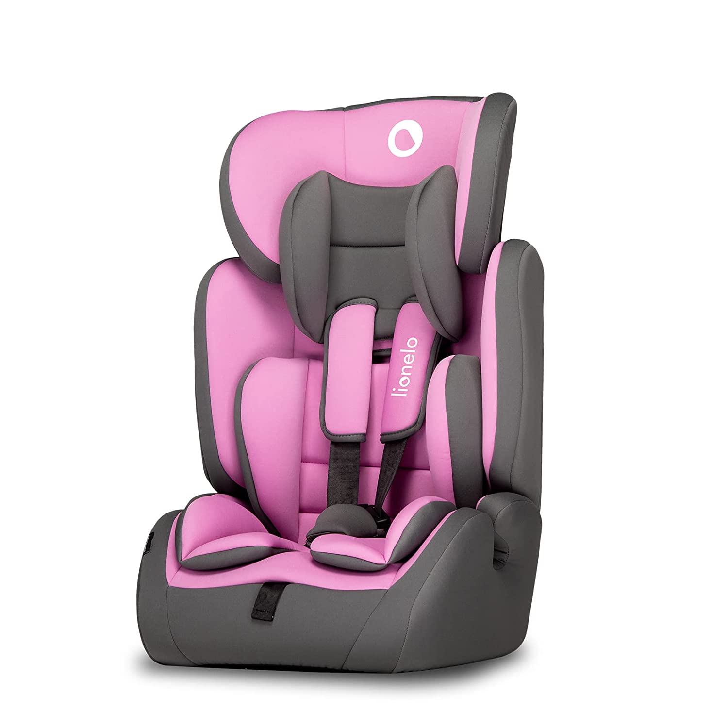 LIONELO LEVI SIMPLE Child Seat 9-36 kg, Car Seat, Height-Adjustable, Recessed Headrest, Side Protection, Removable Backrest, Seat Reducer, 5-Point Harnesses (Pink)