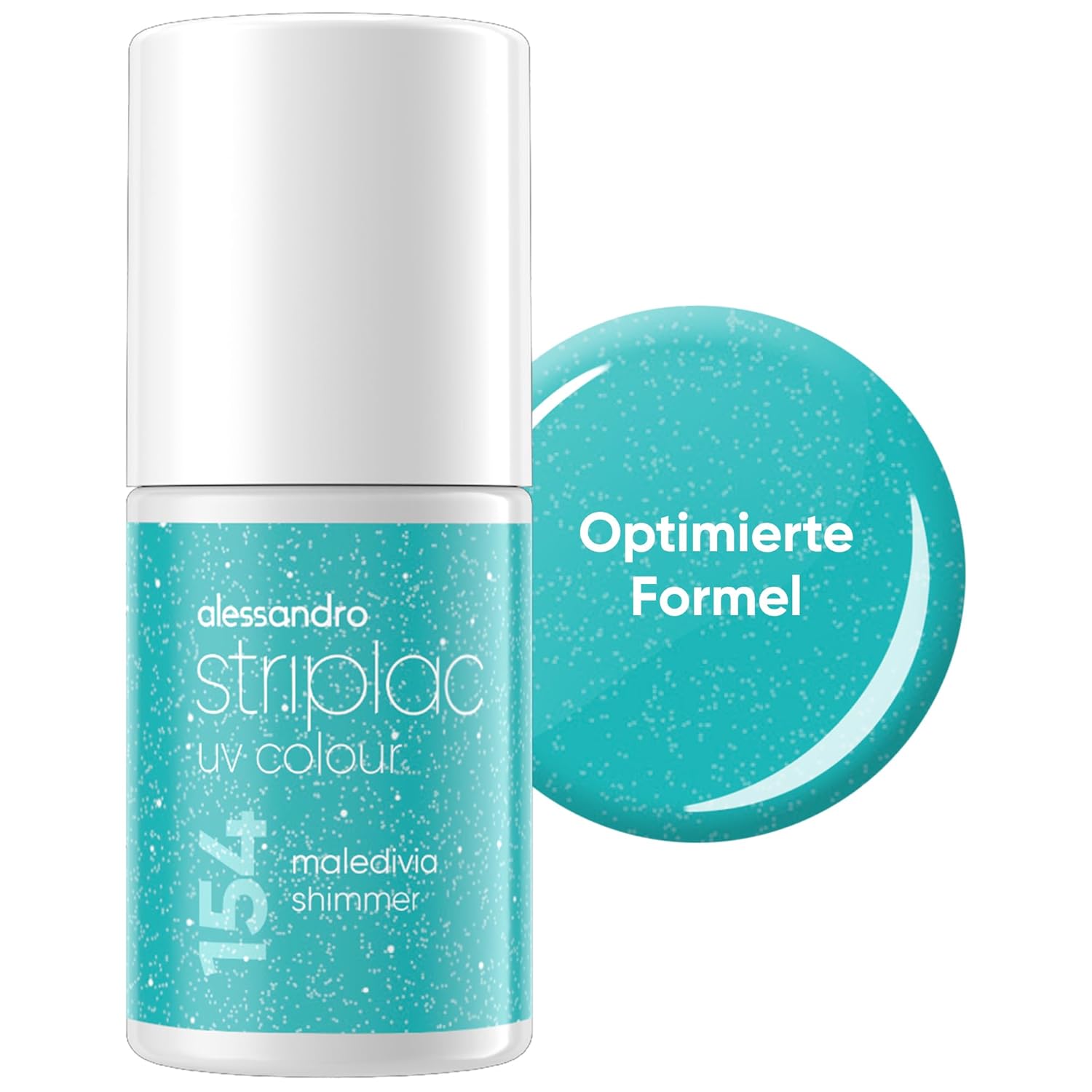 alessandro Striplac UV Nail Polish Maledivia Shimmer - Opaque & Scratch-Resistant up to 15 Days - Easy Application - Gentle Peel Technology - Vegan - Blue, 6.5 ml