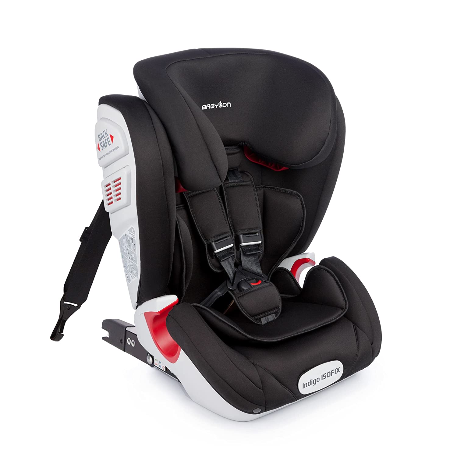 BABYLON Indigo Isofix Baby Car Seat Group 1/2/3 Child Seat 9-36 kg (1 to 12 Years) ECE R44/04 White / Black