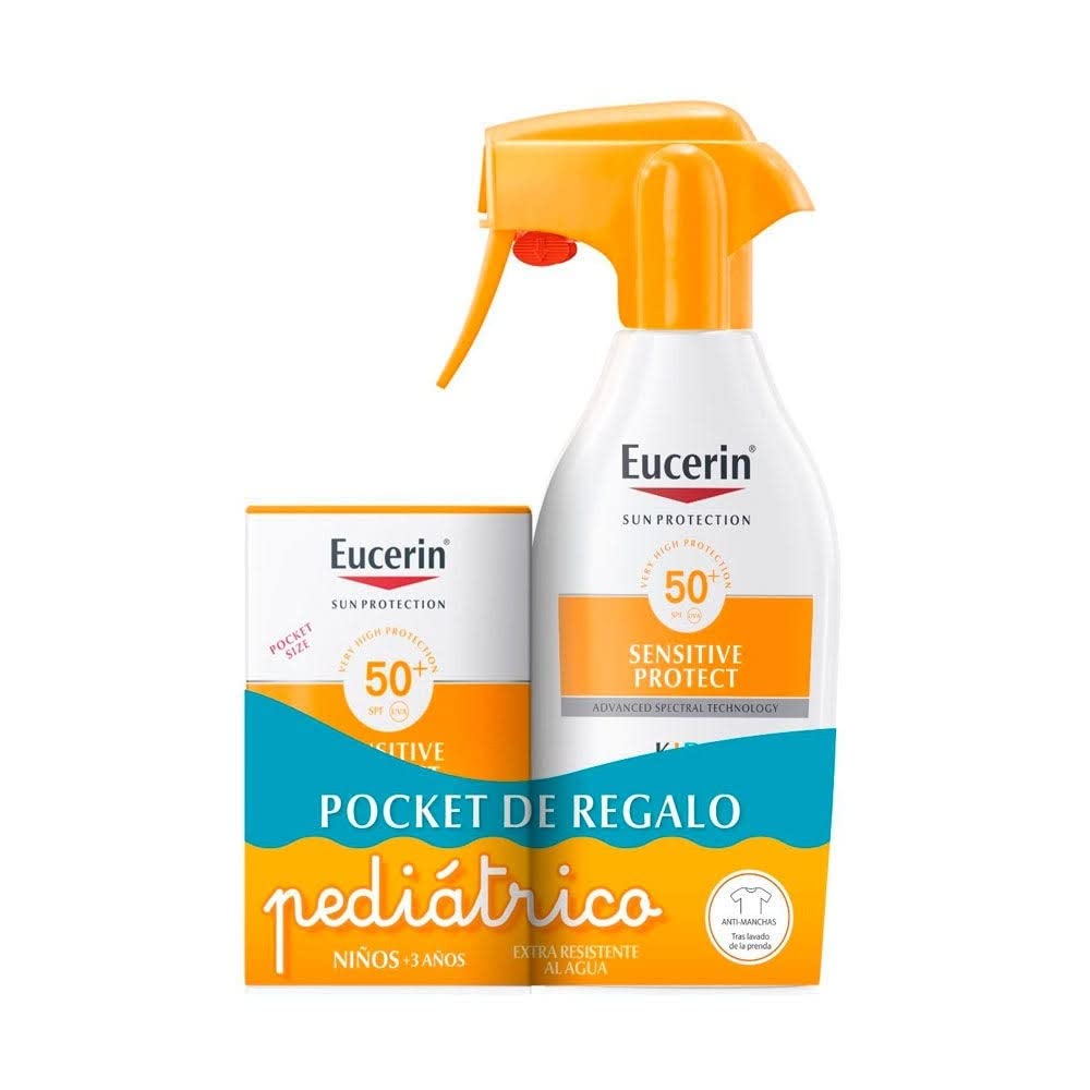 Eucerin Pack Sun Kids Spray Sensitive Protect Spf50 300 ml + Fluid Sensitive Protect Spf50 50 ml