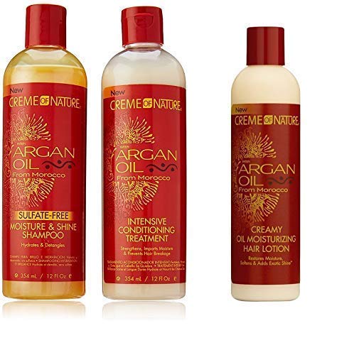 Creme of Nature Argan Oil Trio Set Moisture & Shine Shampoo Oil Moisturiser Intensive Conditioning Treatment by Creme of Nature