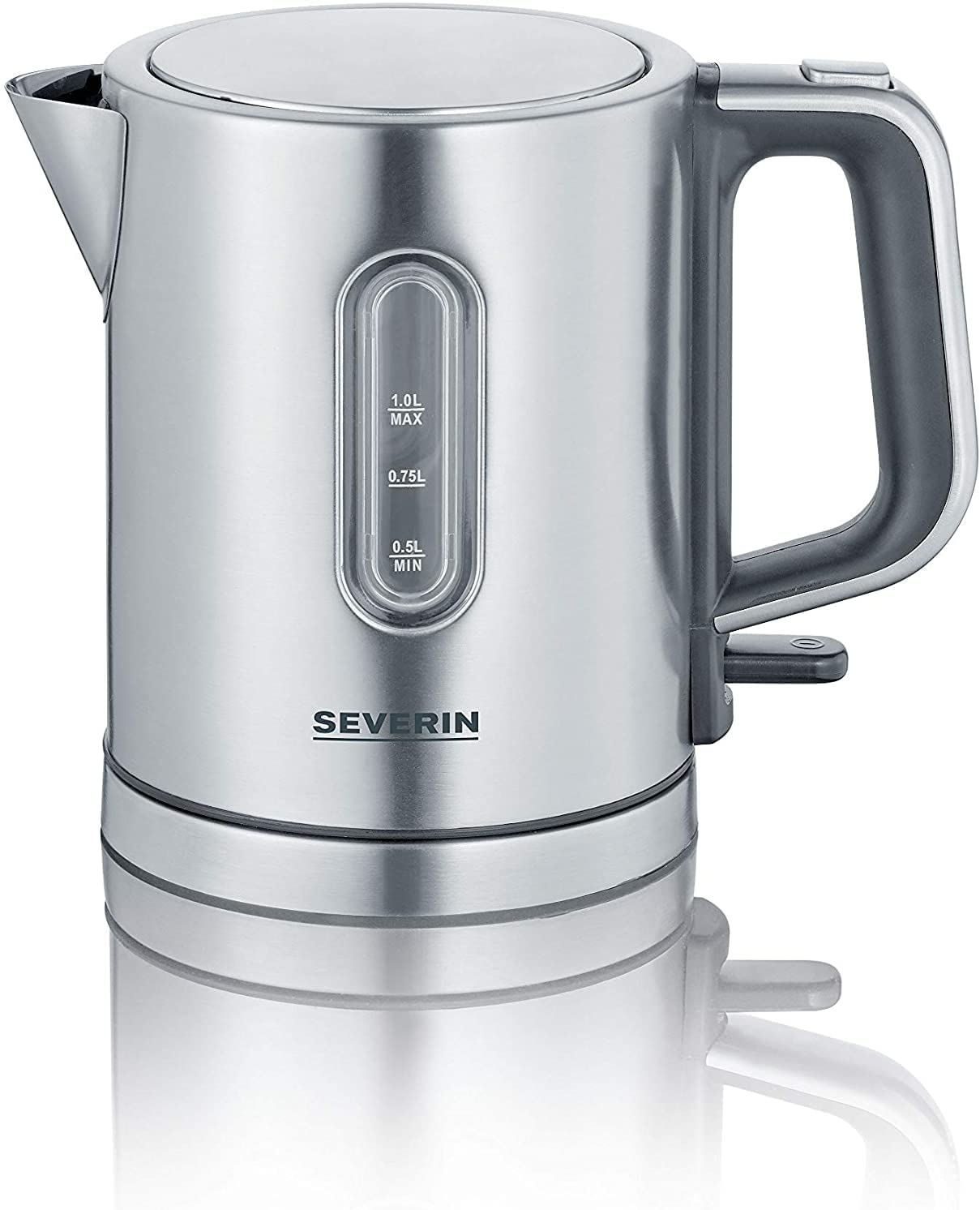 SEVERIN WK 3415 Kettle, Compact Fast and BPA Free, 2400 W, 1.0 Litre & Automatic Toaster, Toaster with Bun Attachment, 800 W, Brushed Stainless Steel/Black, AT 2589