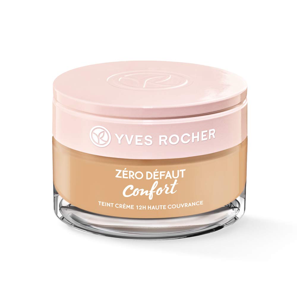 Yves Rocher Couleurs Nature Cream Make-Up 12 Hours High Coverage Beige 100 Rich Foundation 1 x Glass Jar 40 ml, ‎beige