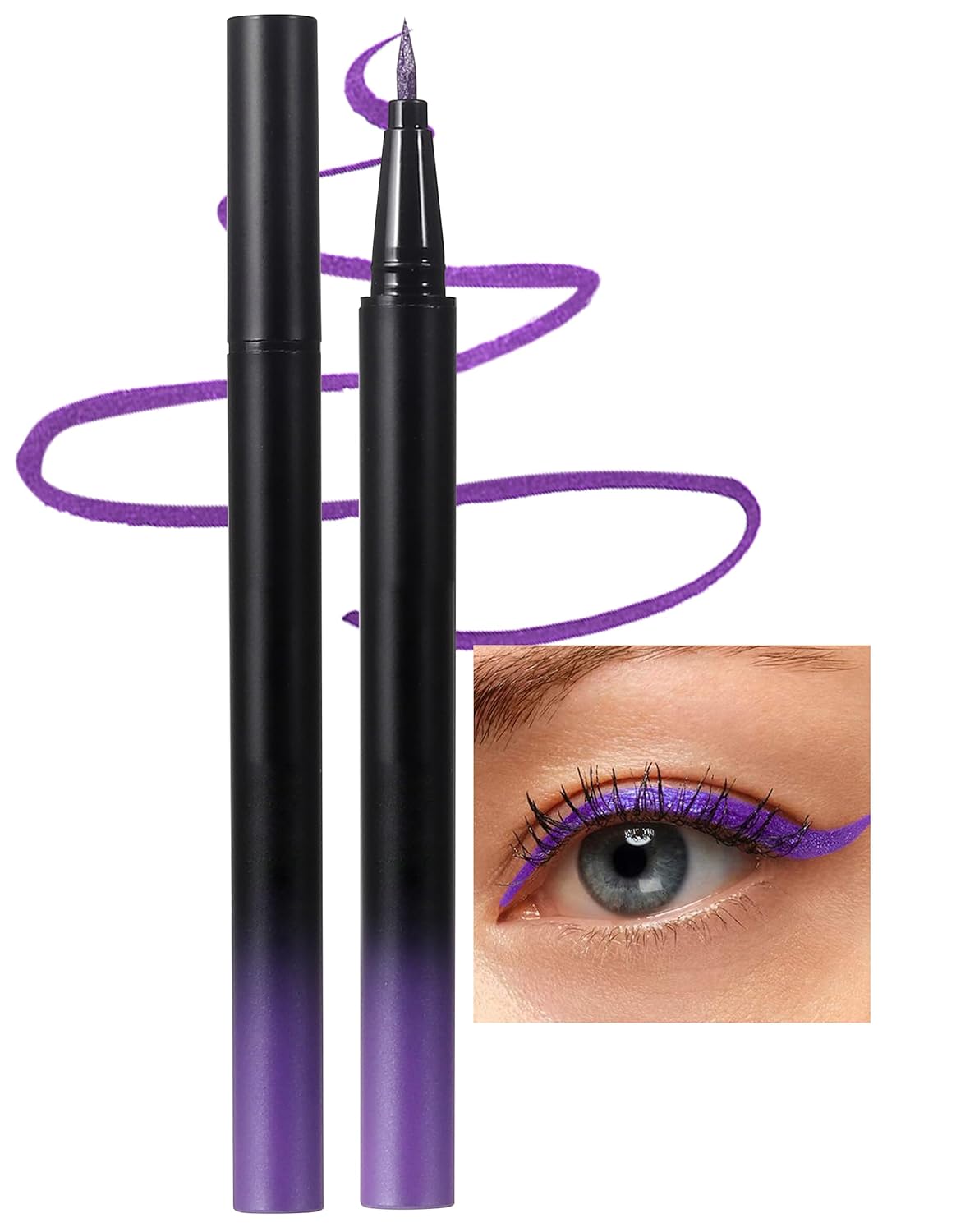 Erinde Purple Liquid Glitter Eyeliner, Liquid Glitter Eyeliner Pen, Metallic Pearlescent Eye Liner Pencil, Shimmer Eye Makeup Waterproof, Durable Sparkling Eyeshadow Pencil #Purple