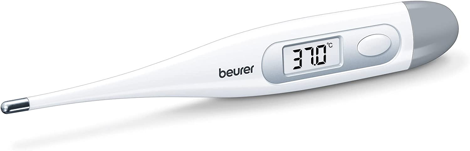 Beurer FT9 Waterproof Digital Body Thermometer, LCD Display with +/- .1ºC, Audible Signal, Mercury Free, No Glass, White