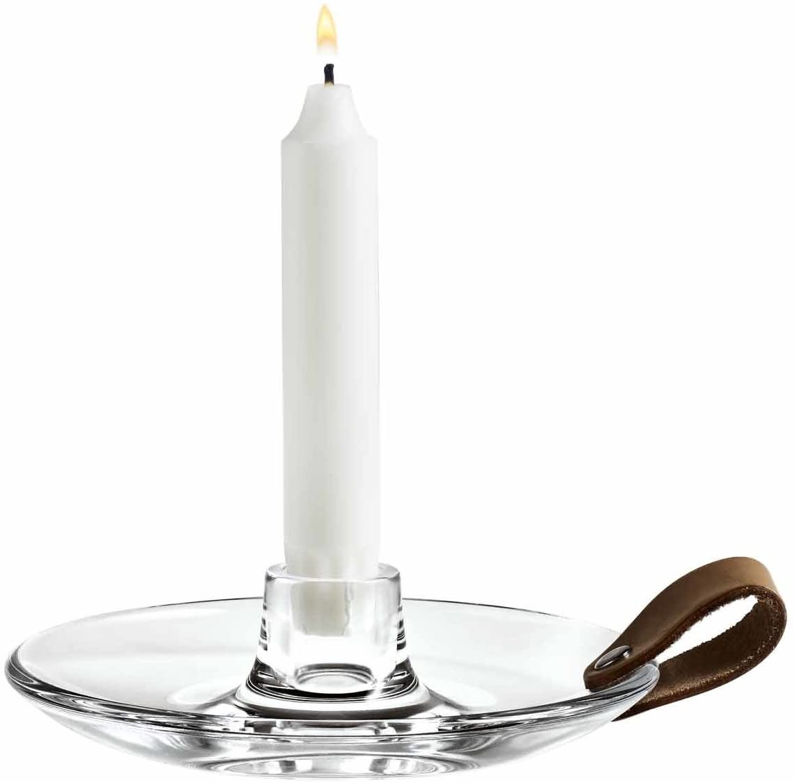 Holmegaard Design, Light, Candleholder, Glass, Leather, Transparent, H 4 Cm