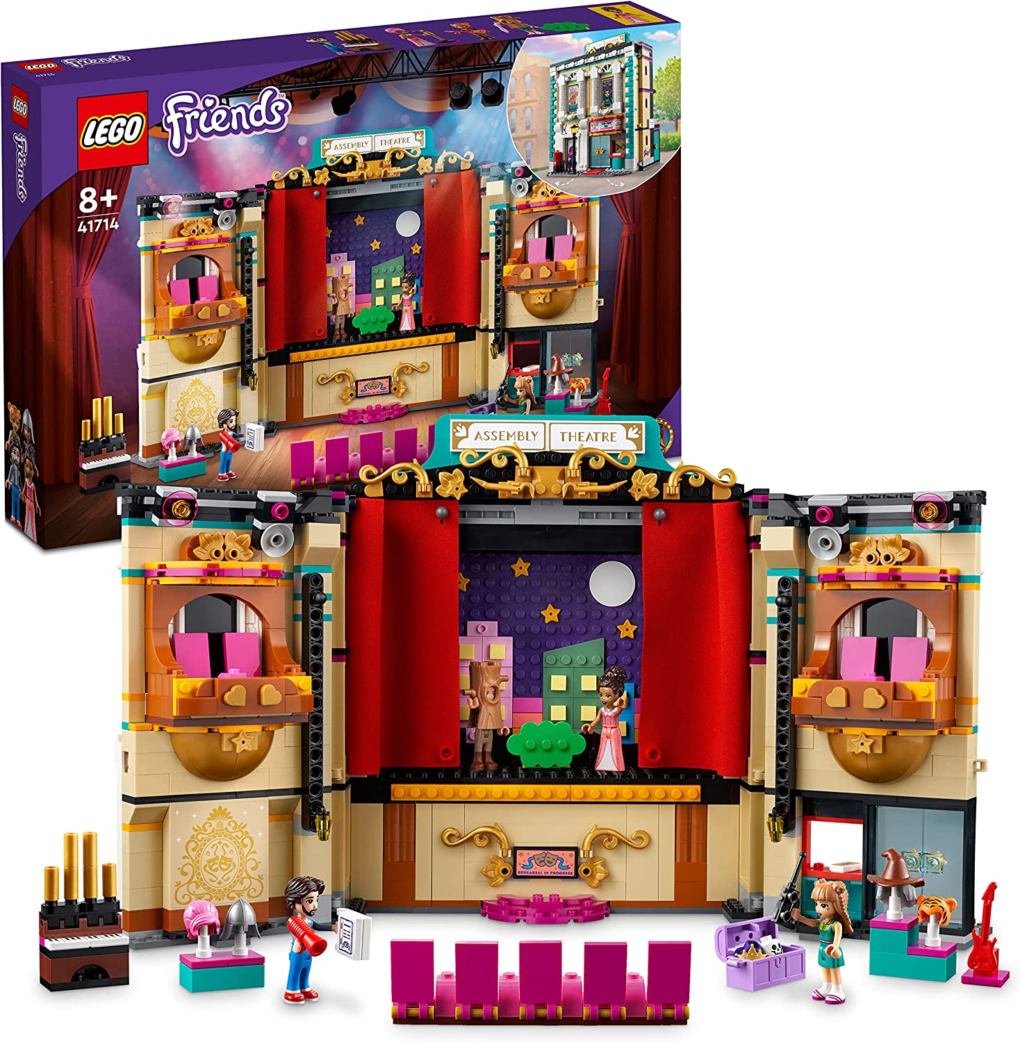 LEGO 41714 Friends Andrea\'s Theatre School from Heartlake City, Creative Toy with 4 Mini Dolls and Doll Accessories for Children from 8 Years