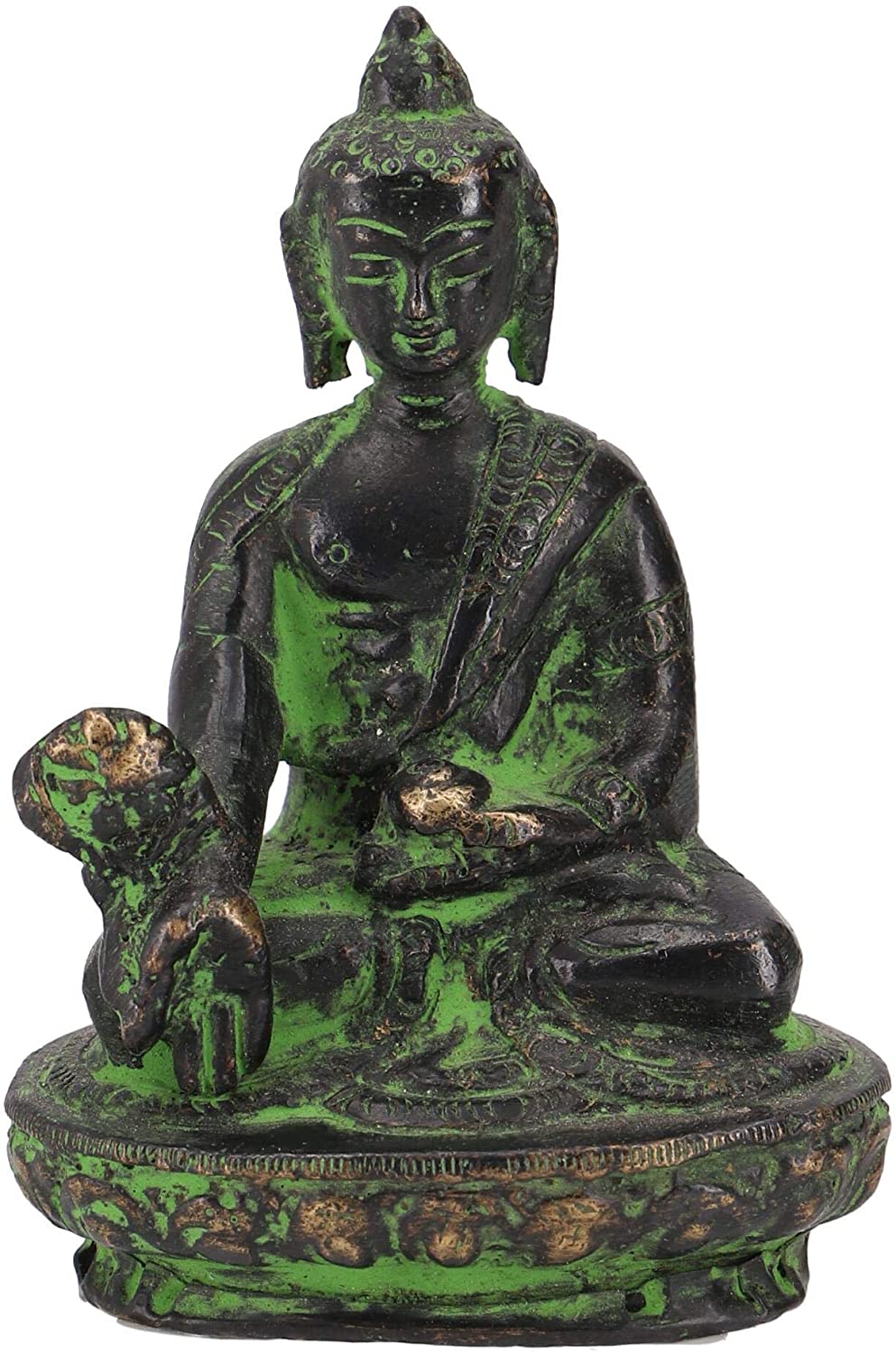 GURU SHOP Buddha Statue Brass Medicine Buddha 8 cm Model 4 Green Buddha