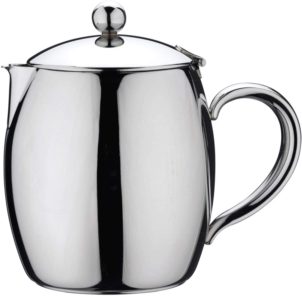 Cafe Stal Café Stål Bellux Collection BTP-05DW Double-Walled Teapot Made of High Quality 18/10 Stainless Steel - High Gloss Polish, 17oz