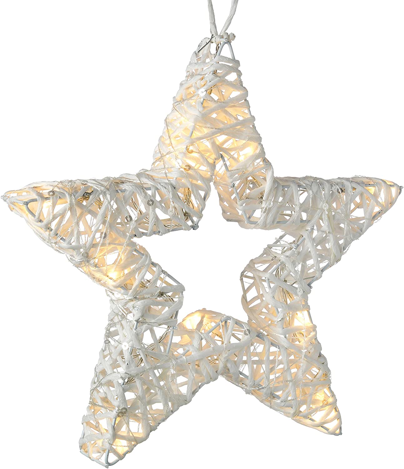 WeRChristmas 30 cm Woven Star Warm White Christmas Decoration