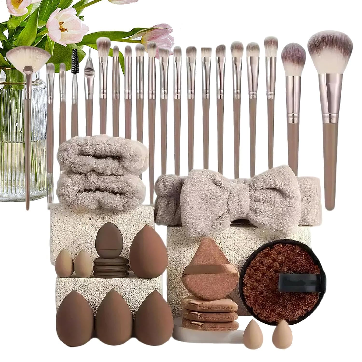 40-Piece Makeup Tool Set, Complete Set Makeup Brush Set, Foundation Brush Tool Set with Face Washing Tools, Portable Makeup Tools, Makeup Accessories for Beginners and Professionals